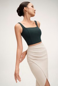 Sienne Padded Square Neck Crop Top in Emerald Green