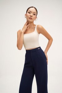 Sienne Padded Square Neck Crop Top in Ivory