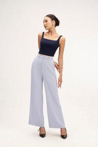 Sienne Padded Square Neck Crop Top in Navy Blue