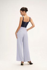 Sienne Padded Square Neck Crop Top in Navy Blue