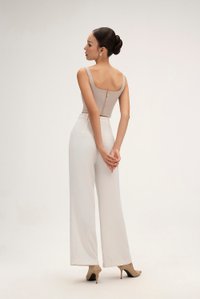 Sienne Padded Square Neck Crop Top in Stone