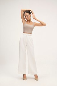 Sienne Padded Square Neck Crop Top in Stone