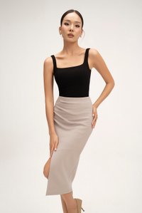 Sienne Padded Square Neck Regular Top in Classic Black