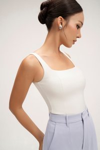 Sienne Padded Square Neck Regular Top in Iconic White