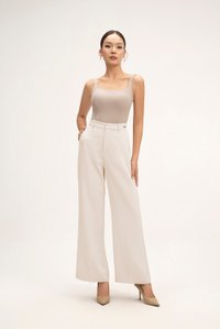 Sienne Padded Square Neck Regular Top in Stone