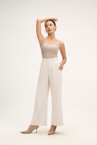 Sienne Padded Square Neck Regular Top in Stone