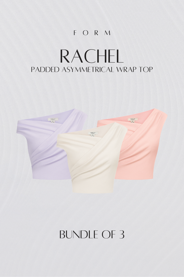 Rachel Padded Asymmetrical Wrap Top Bundle of 3