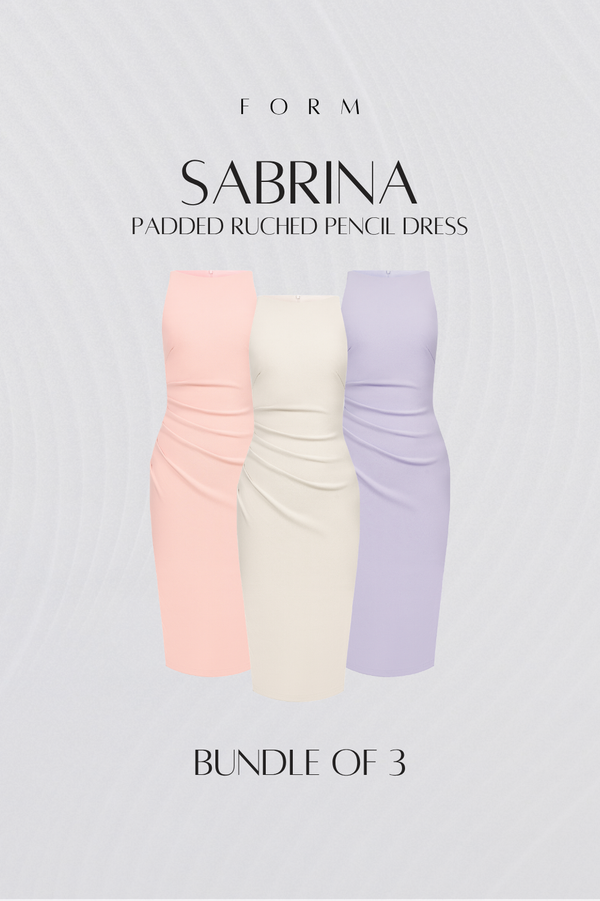 Sabrina Padded Ruched Pencil Dress Bundle of 3