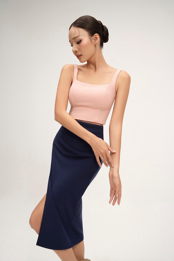 Sienne Padded Square Neck Crop Top in Ballet Pink