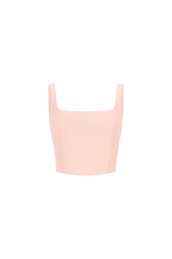 Sienne Padded Square Neck Crop Top in Ballet Pink