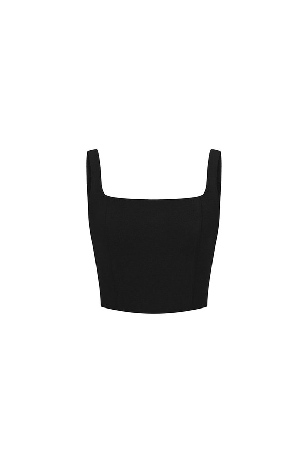 Sienne Padded Square Neck Crop Top in Classic Black