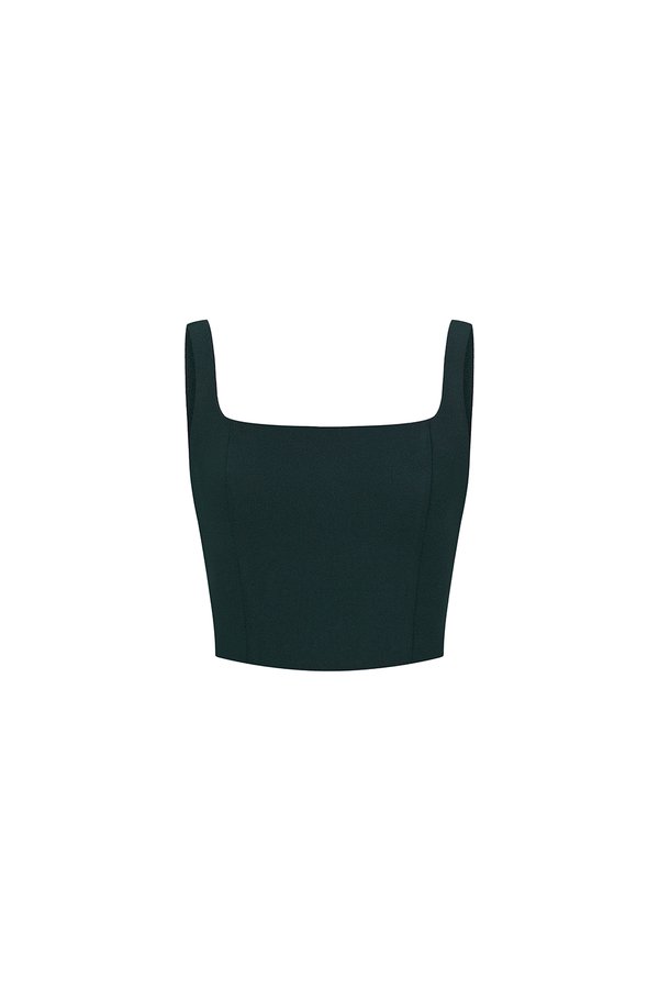 Sienne Padded Square Neck Crop Top in Emerald Green