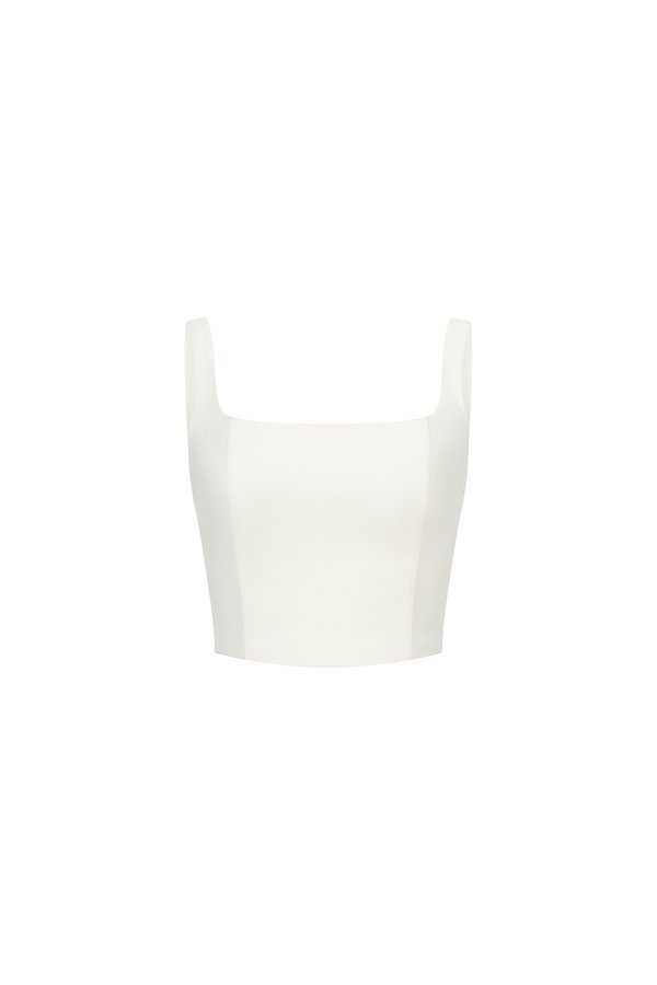 Sienne Padded Square Neck Crop Top in Iconic White