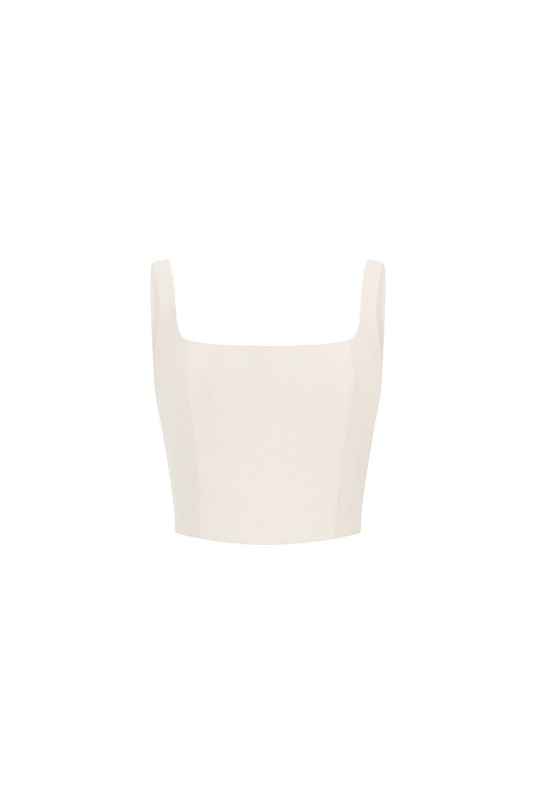 Sienne Padded Square Neck Crop Top in Ivory