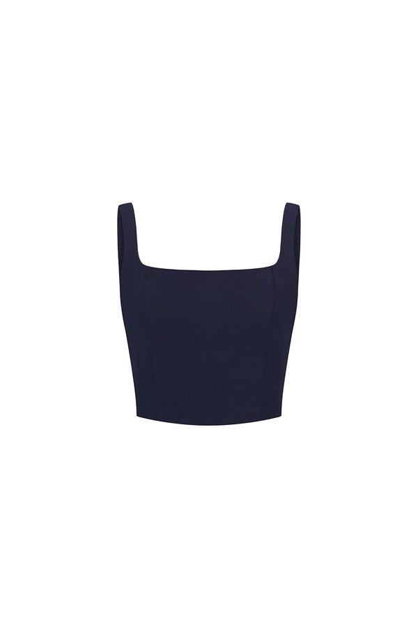 Sienne Padded Square Neck Crop Top in Navy Blue