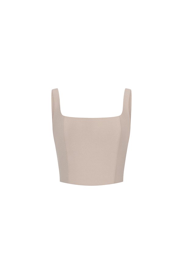 Sienne Padded Square Neck Crop Top in Stone
