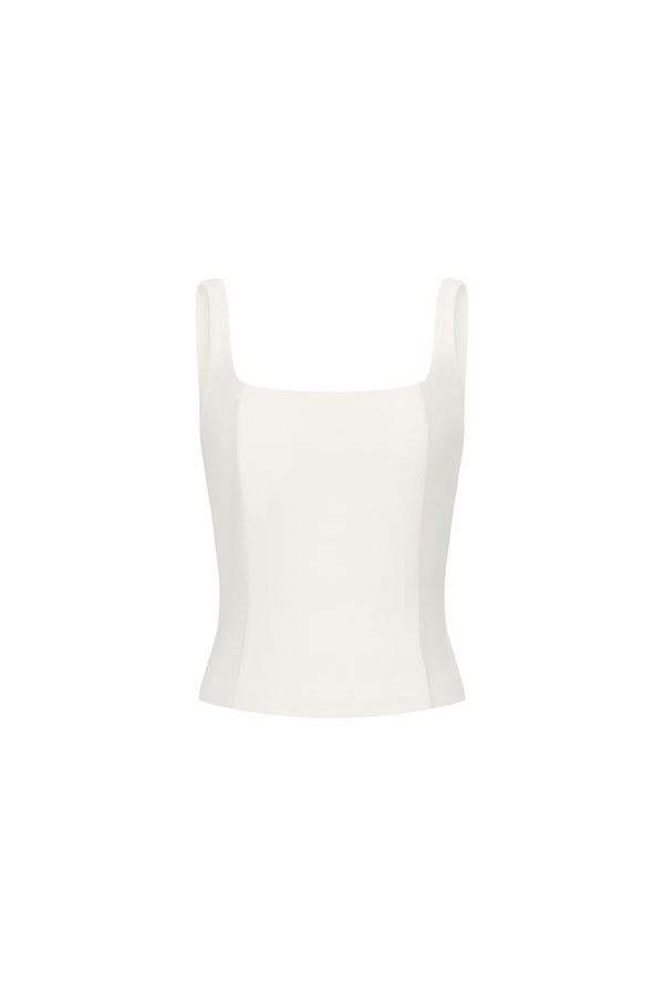 Sienne Padded Square Neck Regular Top in Iconic White