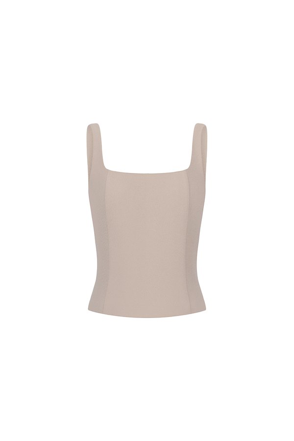 Sienne Padded Square Neck Regular Top in Stone
