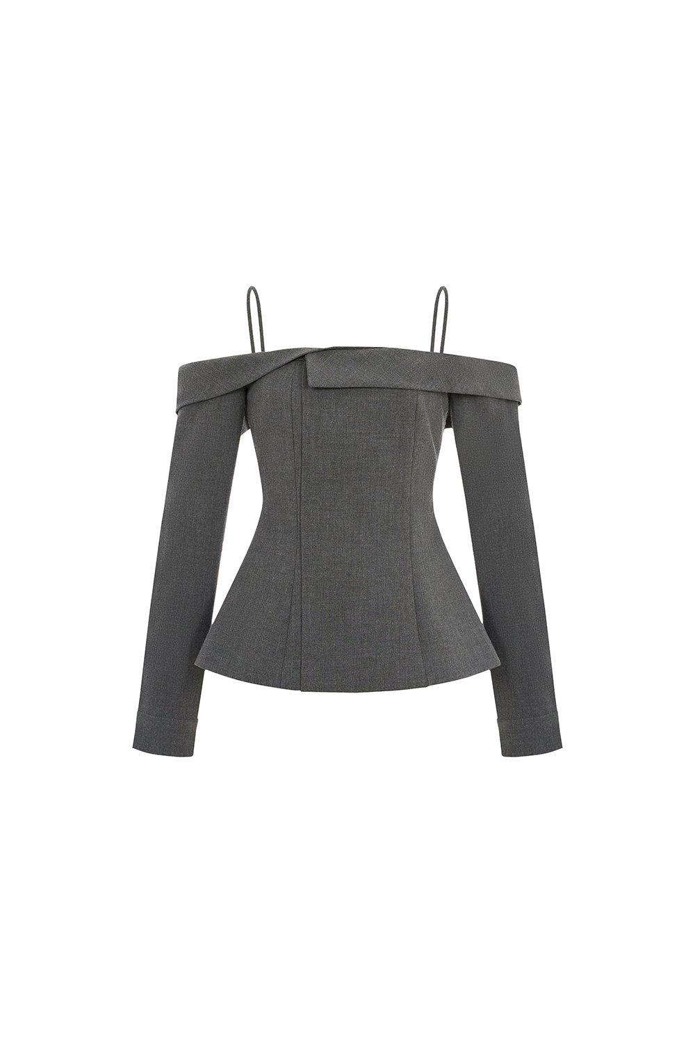 Avril Asymmetrical Cold Shoulder Top in Bespoke Grey