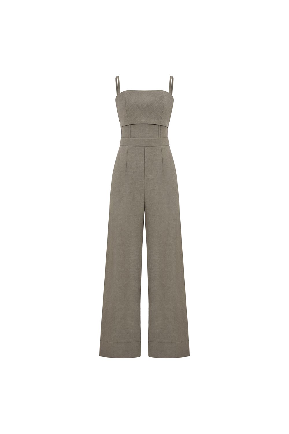 Eliza Padded Strappy Jumpsuit in Smokey Olive