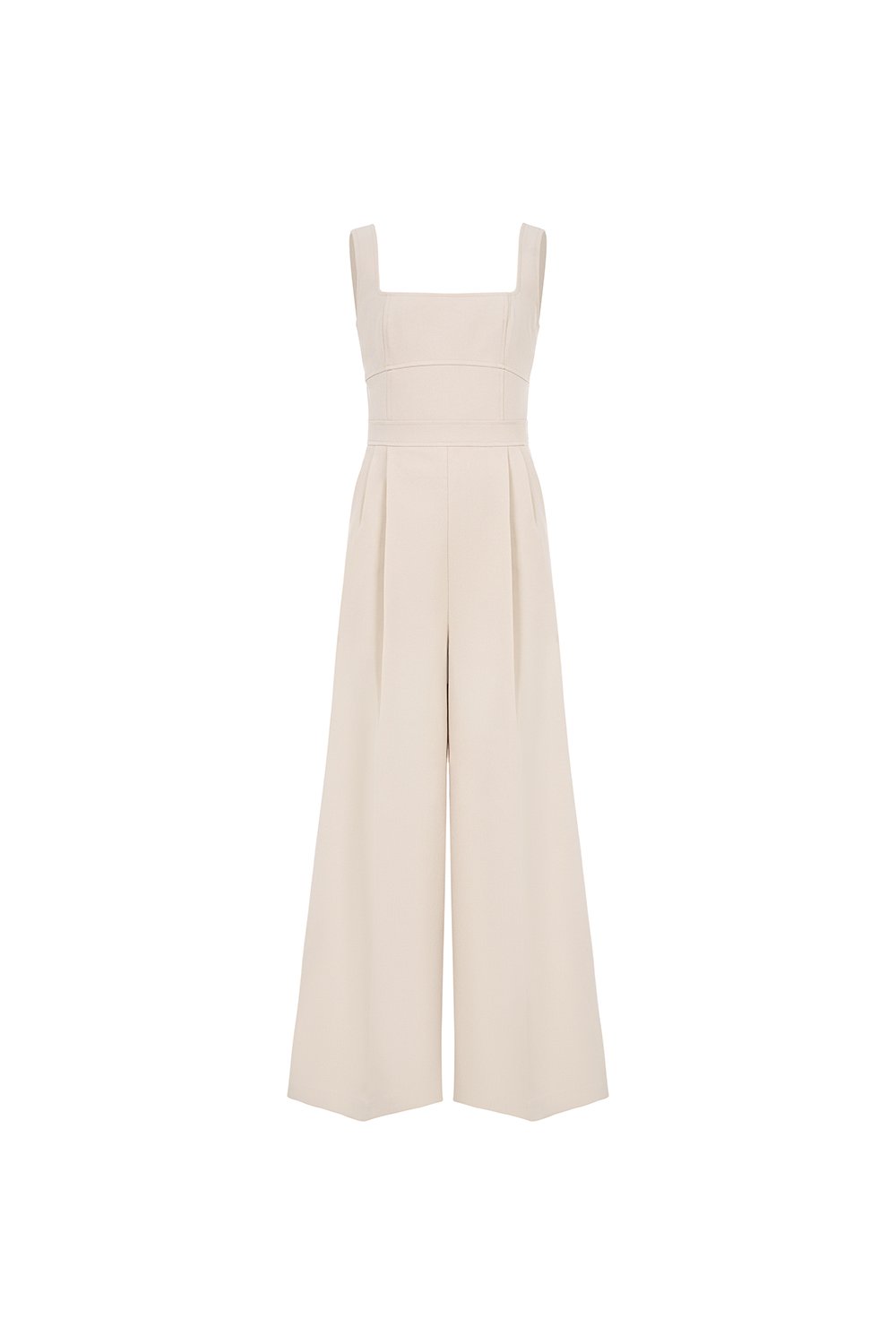 Hilda Padded Palazzo Jumpsuit in Greige Stone