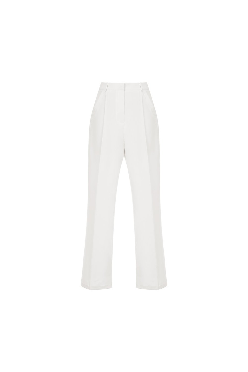 Orianna Pintucked Straight Pants in Iconic White