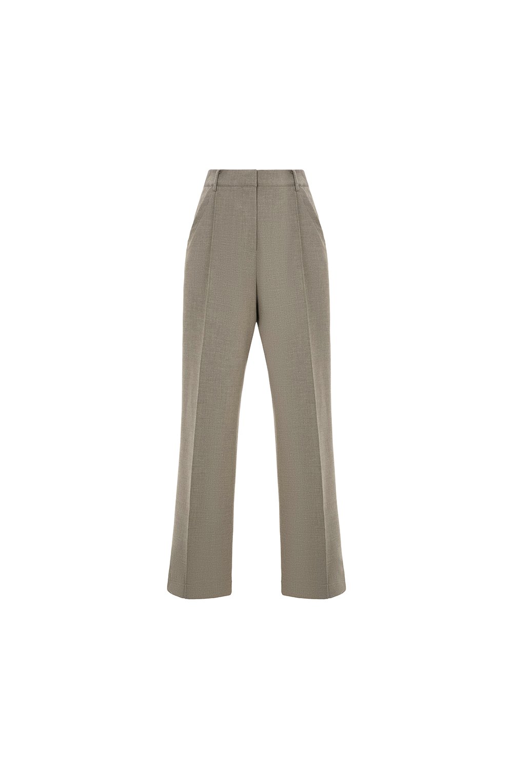 Orianna Pintucked Straight Pants in Smokey Olive