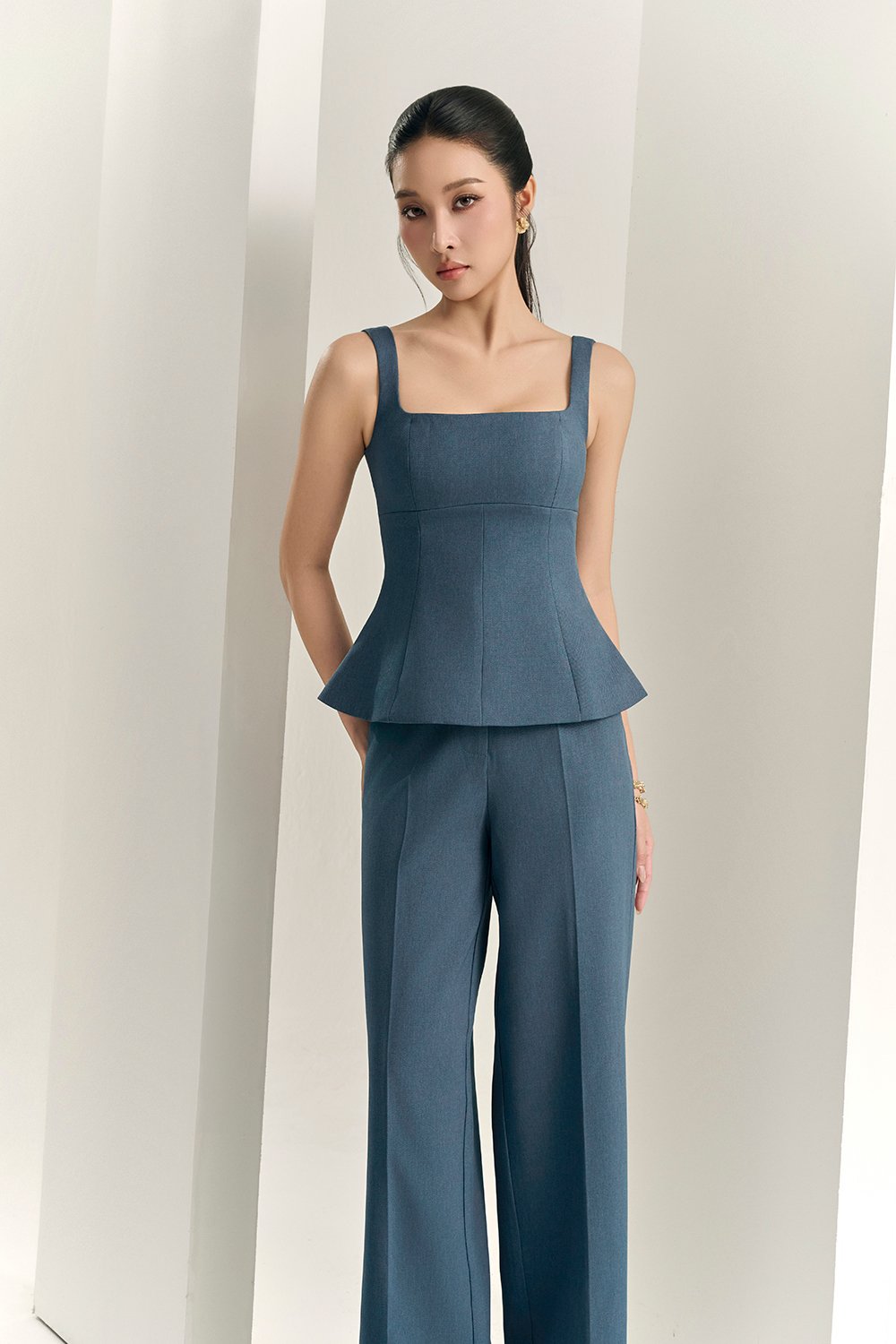 Rowena Straight Pants in Aegean Blue