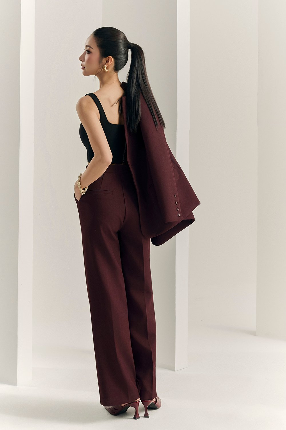 Rowena Straight Pants in Merlot