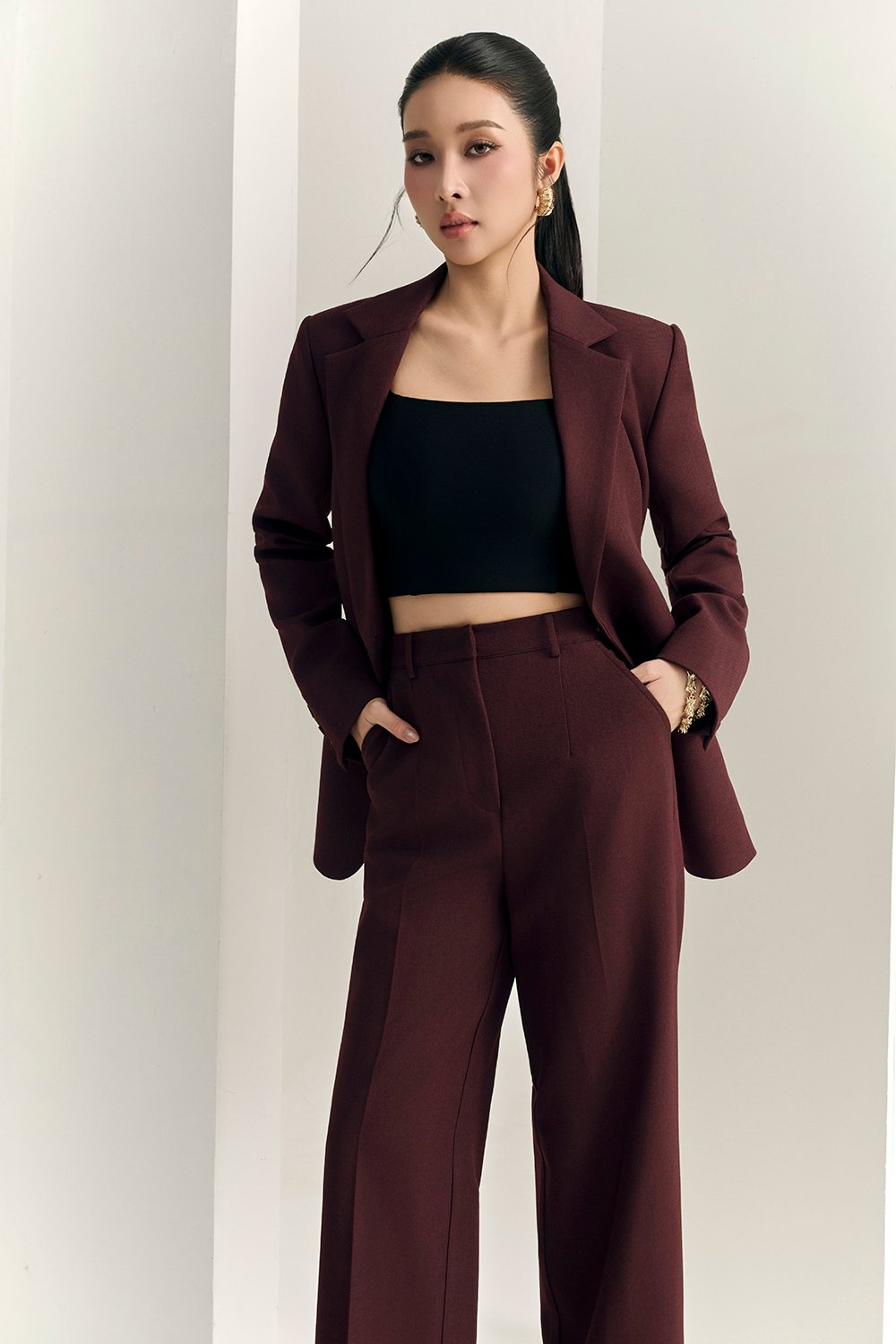 Rowena Straight Pants in Merlot
