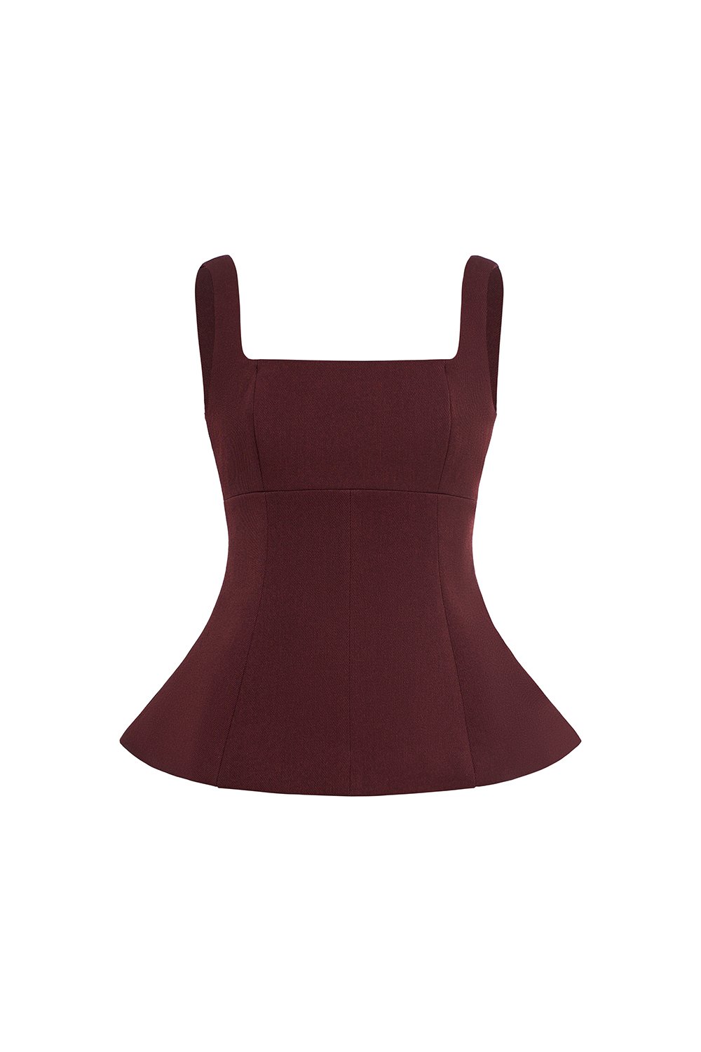 Seline Padded Peplum Top in Merlot