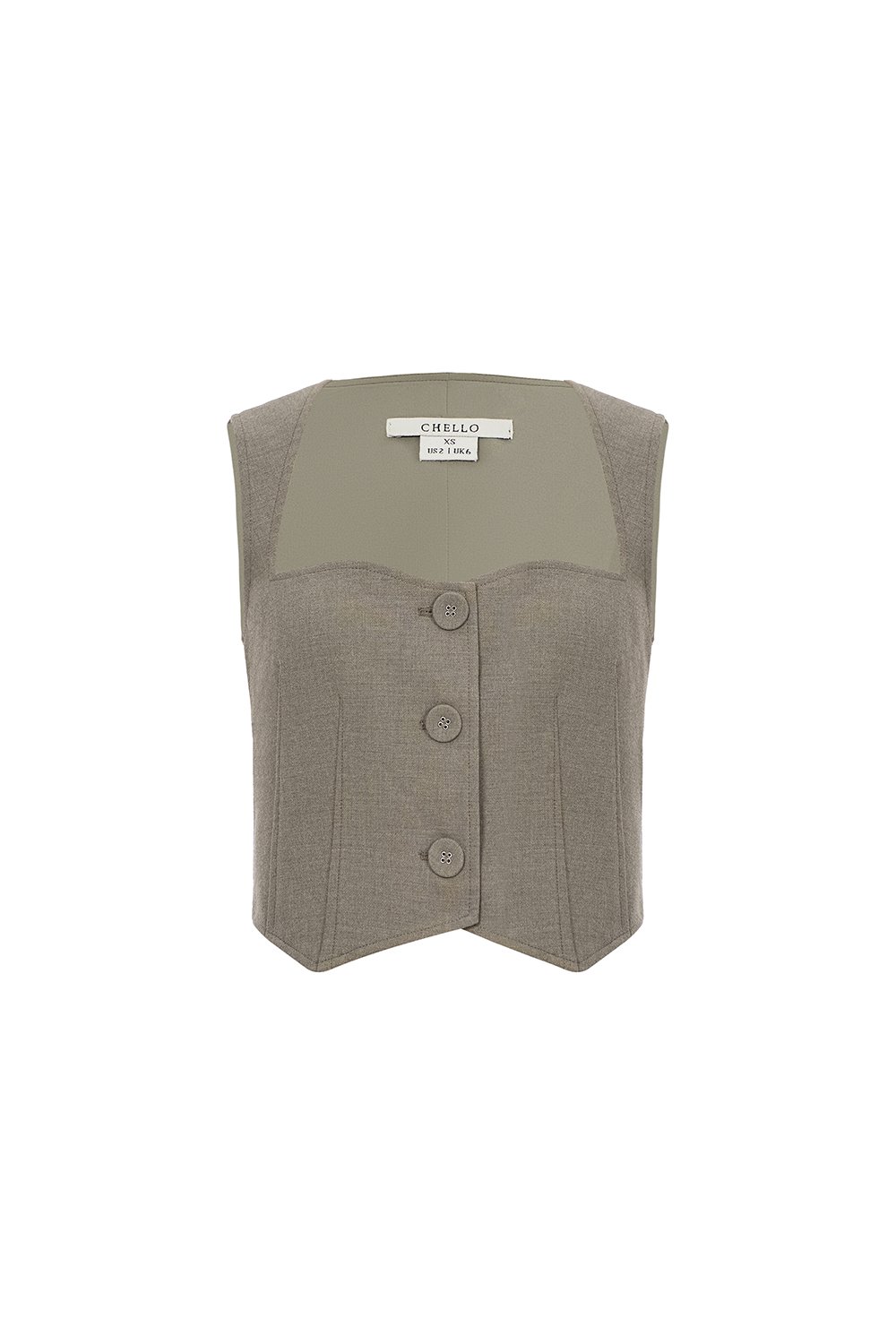 Vianne Queen Anne Vest Top in Smokey Olive