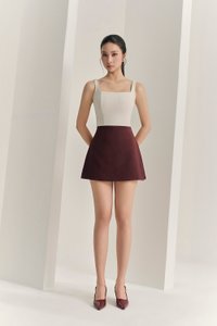 Alette High Waisted Skorts in Merlot