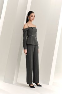 Avril Asymmetrical Cold Shoulder Top in Bespoke Grey