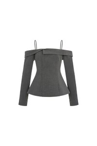Avril Asymmetrical Cold Shoulder Top in Bespoke Grey