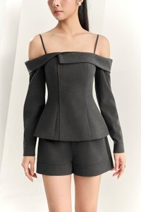 Avril Asymmetrical Cold Shoulder Top in Bespoke Grey