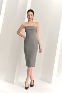 Dianne Padded Tube Pencil Dress in Heathered Grey