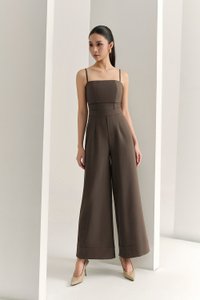 Eliza Padded Strappy Jumpsuit in Cocoa