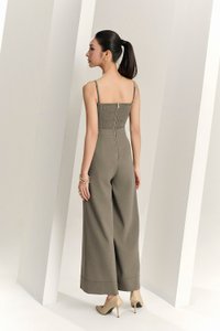 Eliza Padded Strappy Jumpsuit in Smokey Olive