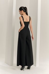 Hilda Padded Palazzo Jumpsuit in Classic Black