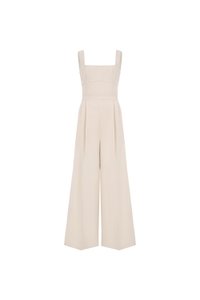 Hilda Padded Palazzo Jumpsuit in Greige Stone