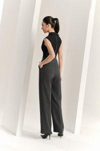 Louisa Padded Asymmetrical Collared Top in Classic Black