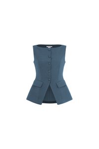 Narissa Tailored Vest Top in Aegean Blue