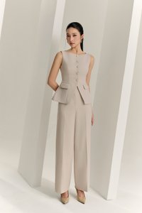 Narissa Tailored Vest Top in Greige Stone