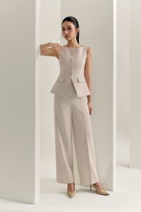 Narissa Tailored Vest Top in Greige Stone