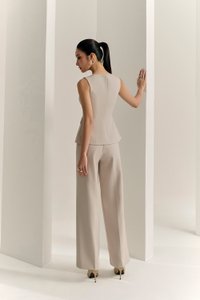 Narissa Tailored Vest Top in Greige Stone