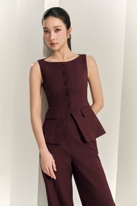 Narissa Tailored Vest Top in Merlot