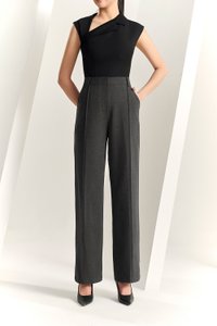 Orianna Pintucked Straight Pants in Bespoke Grey