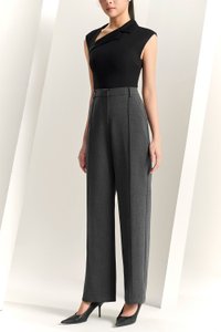 Orianna Pintucked Straight Pants in Bespoke Grey