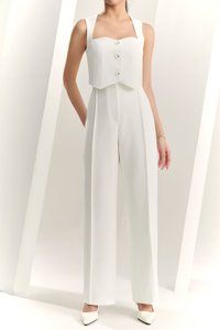 Orianna Pintucked Straight Pants in Iconic White